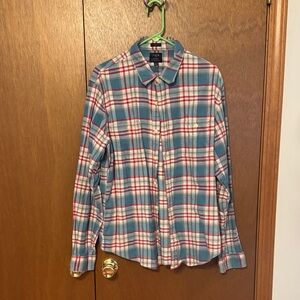 J. Crew Blue and Red Plaid Button-Down Shirt